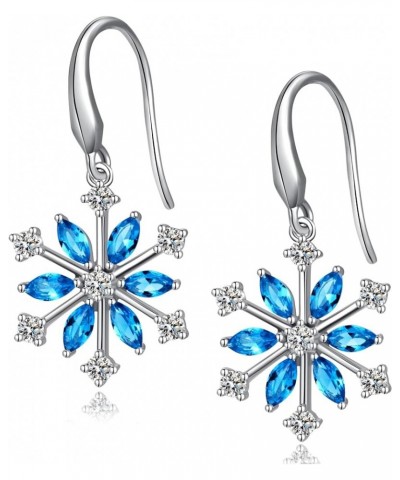 Snowflake Dangle Earrings for Women 925 Sterling Silver Crystal Snowflake Drop Earrings Winter Snowflake Jewelry, Christmas G...