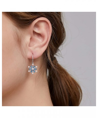 Snowflake Dangle Earrings for Women 925 Sterling Silver Crystal Snowflake Drop Earrings Winter Snowflake Jewelry, Christmas G...