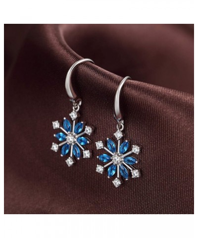 Snowflake Dangle Earrings for Women 925 Sterling Silver Crystal Snowflake Drop Earrings Winter Snowflake Jewelry, Christmas G...