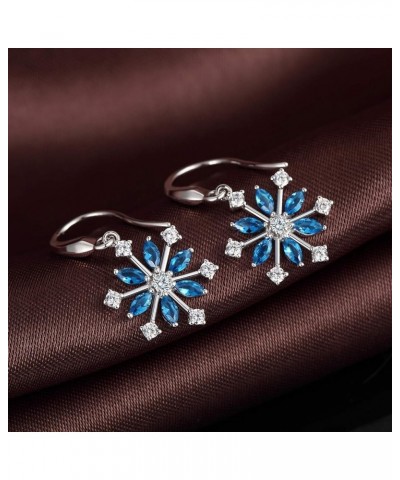 Snowflake Dangle Earrings for Women 925 Sterling Silver Crystal Snowflake Drop Earrings Winter Snowflake Jewelry, Christmas G...