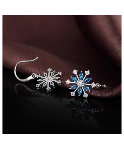 Snowflake Dangle Earrings for Women 925 Sterling Silver Crystal Snowflake Drop Earrings Winter Snowflake Jewelry, Christmas G...