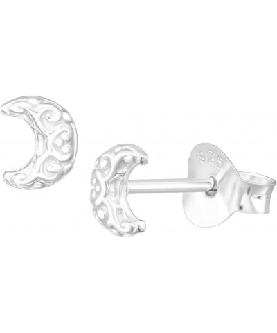 5mm Hammered Crescent Moon Studs Solid 925 Sterling Silver Tiny Small Earrings Pair $9.49 Earrings