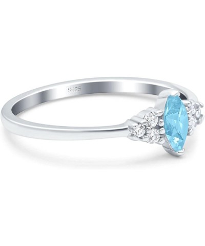 Marquise Art Deco Engagement Ring Round 3 Stone Simulated Cubic Zirconia 925 Sterling Silver Simulated Aquamarine CZ $16.81 R...