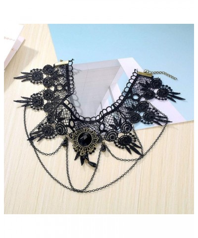 Black Choker Necklace for Women Girls Goth Lace Choker Set Punk Pendant Necklace B-Black $7.07 Necklaces