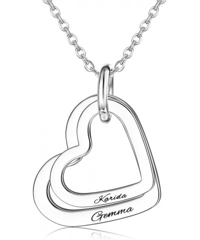 S925 Sterling Silver Mother Necklace with 2-4 Names Personalized Love Heart Necklace with Kids Names as for Women Mother Neck...