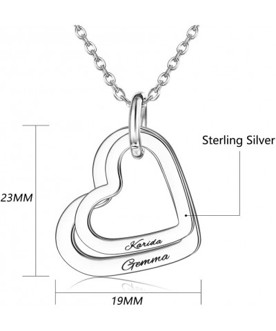 S925 Sterling Silver Mother Necklace with 2-4 Names Personalized Love Heart Necklace with Kids Names as for Women Mother Neck...