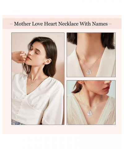 S925 Sterling Silver Mother Necklace with 2-4 Names Personalized Love Heart Necklace with Kids Names as for Women Mother Neck...