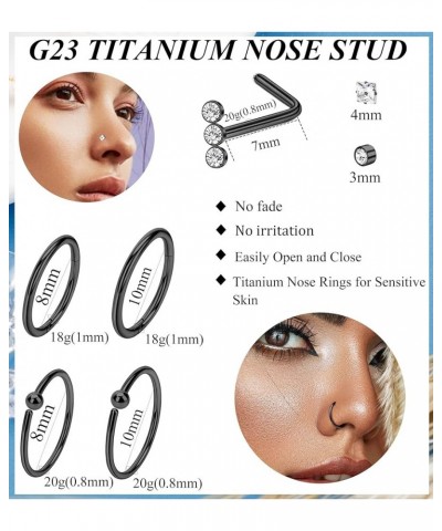 Titanium Nose Rings Studs 18g 20g Pure Titanium Nose Rings Hoop L Shaped Cz Hypoallergenic G23 Titanium Nose Rings for Women ...