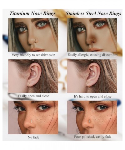 Titanium Nose Rings Studs 18g 20g Pure Titanium Nose Rings Hoop L Shaped Cz Hypoallergenic G23 Titanium Nose Rings for Women ...