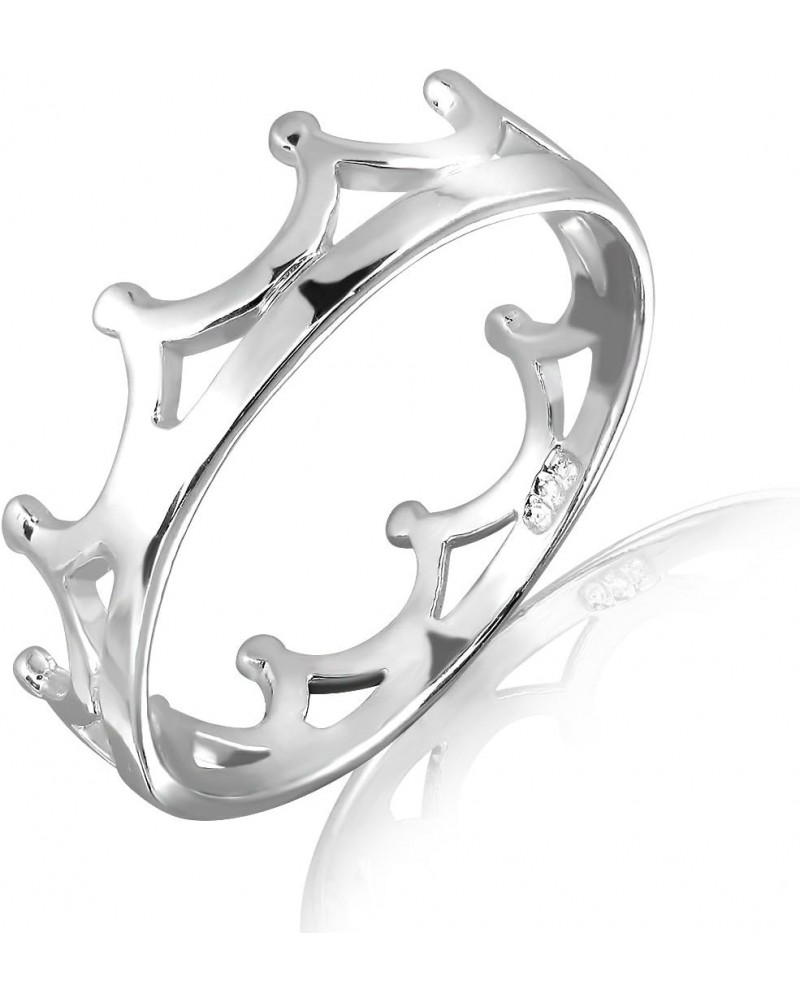 WithLoveSilver Solid Sterling Silver 925 Imperial King Crown Tiara Ring $14.21 Rings