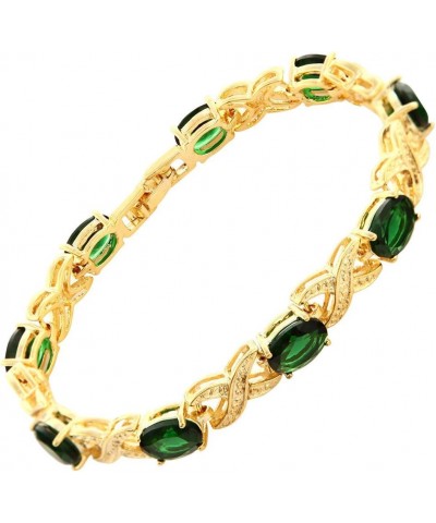 XOXO Link Tennis Bracelet & Oval Cut CZ [5 Colors available] in Gold Plated, 7 Green $8.24 Bracelets