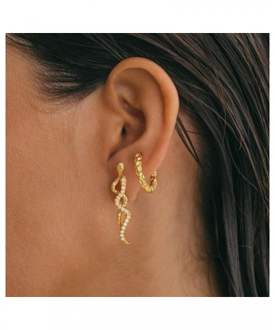 Women Snake Earrings Gold Stud Serpent 14K Gold Filled Small Simple Hypoallergenic Everyday Jewelry Double Infinity CZ $10.39...