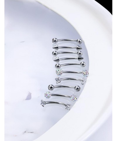 16G Rook Eyebrow Rings 316L Surgical Steel Eyebrow Piercing Rings Clear CZ Curved Barbell Helix Daith Piercing Body Jewelry f...