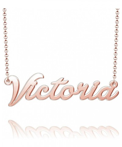 Sterling Silver Pendant Customized Plate Personalized Name Necklace Gift for Women Couple Victoria Rose Gold $10.49 Necklaces