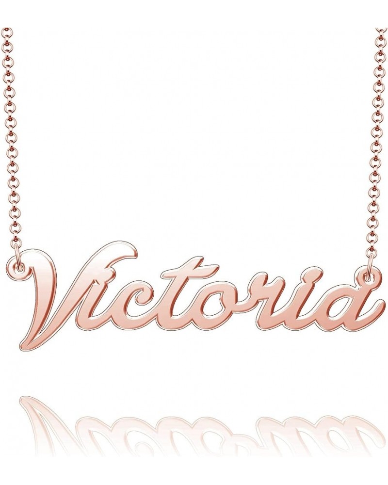 Sterling Silver Pendant Customized Plate Personalized Name Necklace Gift for Women Couple Victoria Rose Gold $10.49 Necklaces