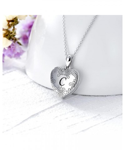 10K 14K 18K Solid White Gold/Plated Gold Locket Cameo Initial Heart Locket Necklace That Holds Pictures Personalized Photo Lo...