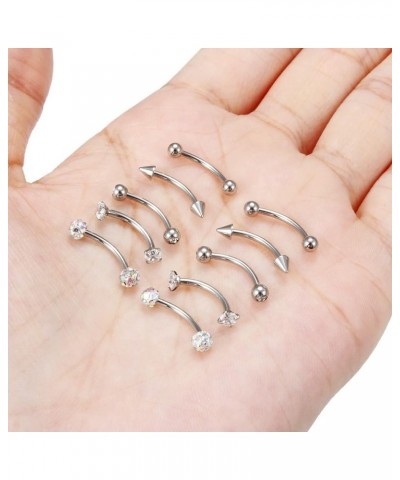 16G Rook Eyebrow Rings 316L Surgical Steel Eyebrow Piercing Rings Clear CZ Curved Barbell Helix Daith Piercing Body Jewelry f...