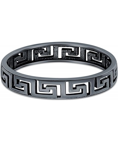 Aztec Ring Oxidized Band Solid 925 Sterling Silver Thumb Ring (4mm) Black Tone, Sterling Silver $12.47 Rings