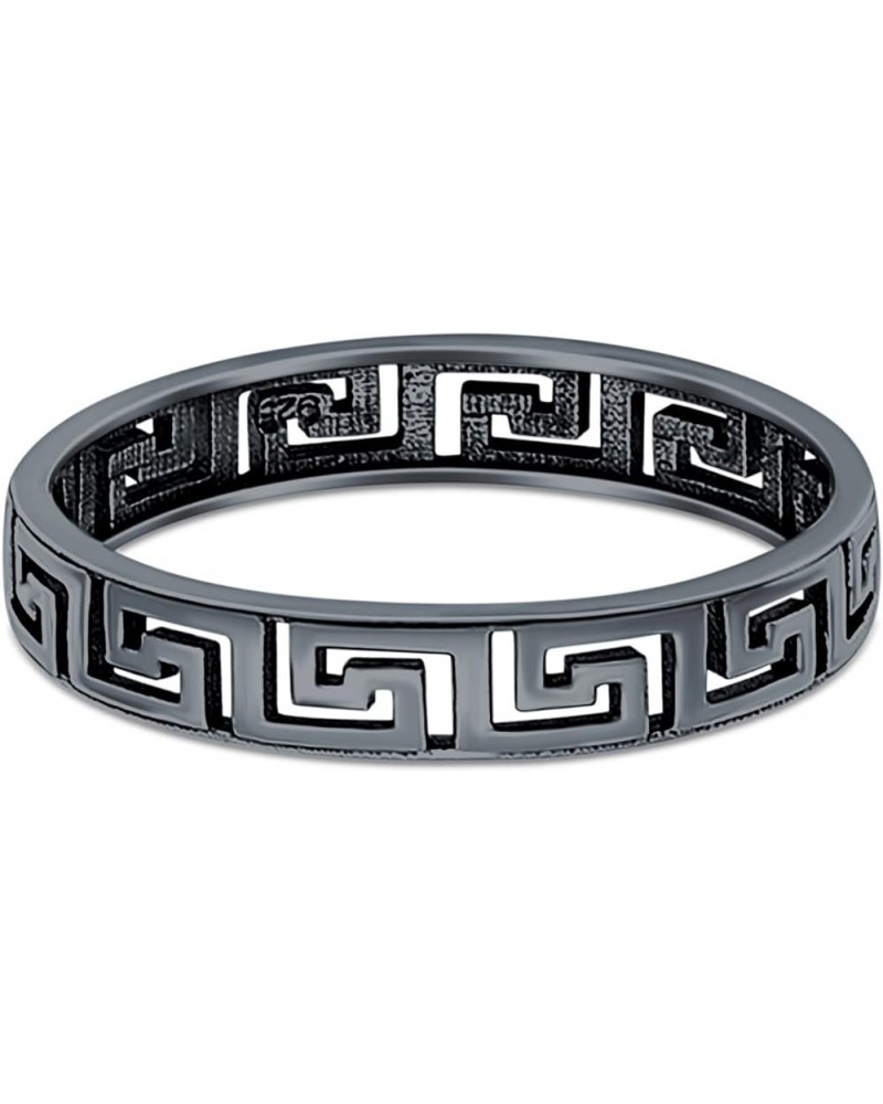 Aztec Ring Oxidized Band Solid 925 Sterling Silver Thumb Ring (4mm) Black Tone, Sterling Silver $12.47 Rings