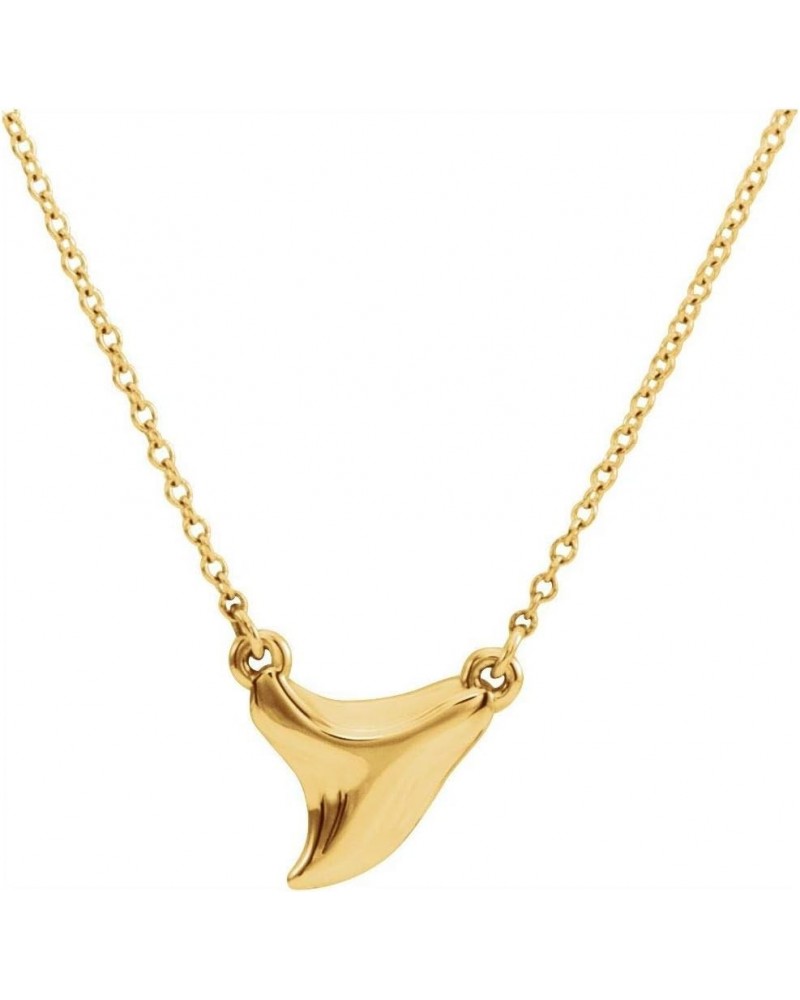 Shark Tooth Charm Pendant Chain Necklace Adjustable 16" to 18" (10mm x 10mm) 14k Yellow Gold $49.98 Necklaces