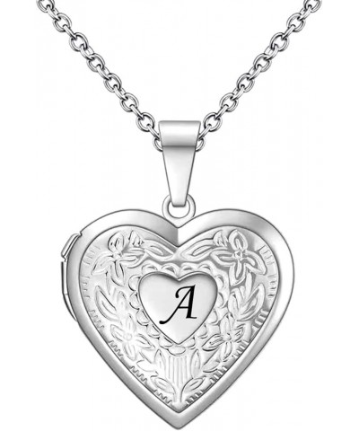 Women's Heart Photo Locket Necklace with Picture inside Initial A-Z Letter Alphabet Love Jewelry Pendant Necklace Letter A $7...