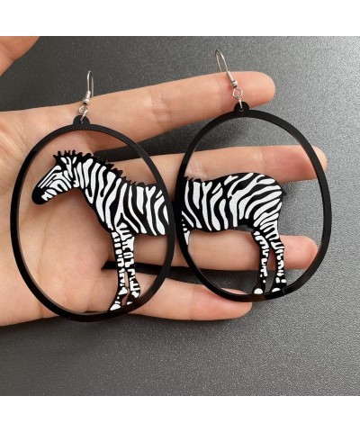 Big Black Acrylic Dangle Earrings Dachshund Cat Zebra Whale Asymmetric Earrings Asymmetric Funny Lovely Animal Earrings Zebra...