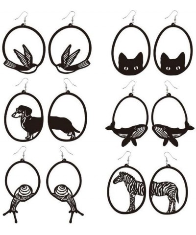 Big Black Acrylic Dangle Earrings Dachshund Cat Zebra Whale Asymmetric Earrings Asymmetric Funny Lovely Animal Earrings Zebra...