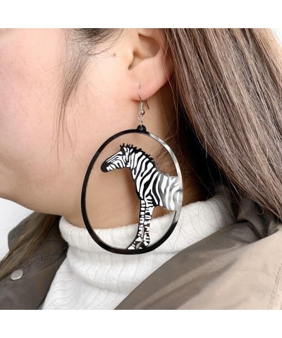 Big Black Acrylic Dangle Earrings Dachshund Cat Zebra Whale Asymmetric Earrings Asymmetric Funny Lovely Animal Earrings Zebra...