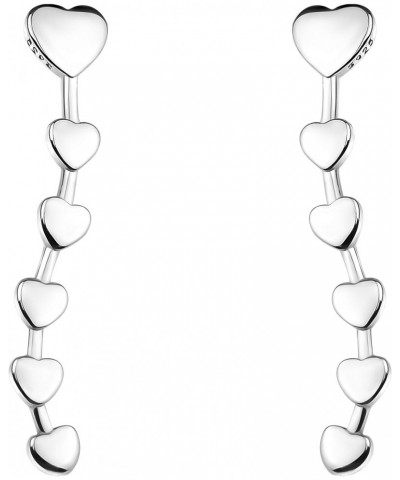 Women's Earrings 925 Silver - Heart Ear Climbers - 20715 $14.24 Earrings