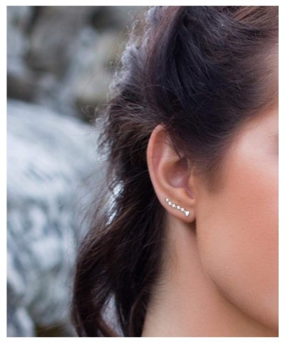 Women's Earrings 925 Silver - Heart Ear Climbers - 20715 $14.24 Earrings