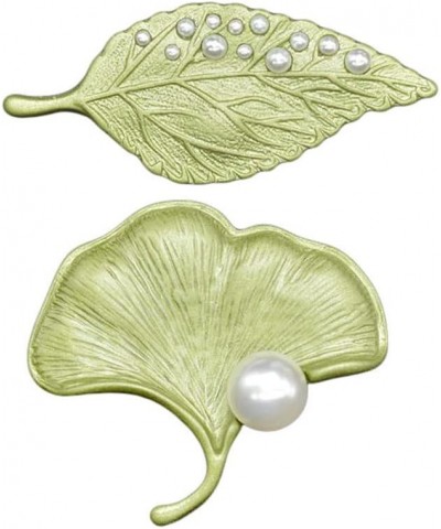 Elegant Retro Green Plant Leaf Metal Pin Pearl Flowers Brooch for Women Collar Party Wedding Clothes Backpack Hat Bag Accesso...