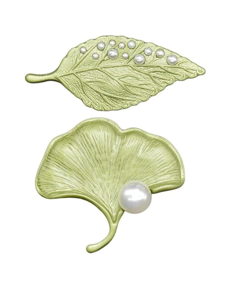 Elegant Retro Green Plant Leaf Metal Pin Pearl Flowers Brooch for Women Collar Party Wedding Clothes Backpack Hat Bag Accesso...