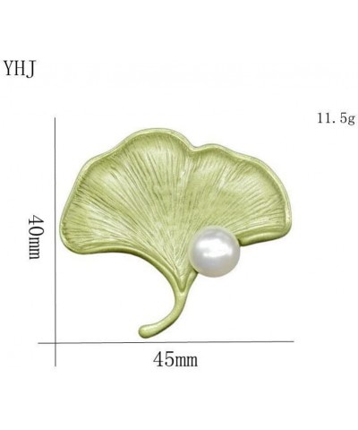 Elegant Retro Green Plant Leaf Metal Pin Pearl Flowers Brooch for Women Collar Party Wedding Clothes Backpack Hat Bag Accesso...