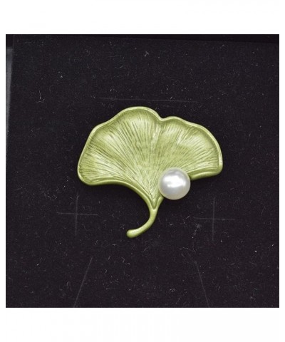 Elegant Retro Green Plant Leaf Metal Pin Pearl Flowers Brooch for Women Collar Party Wedding Clothes Backpack Hat Bag Accesso...