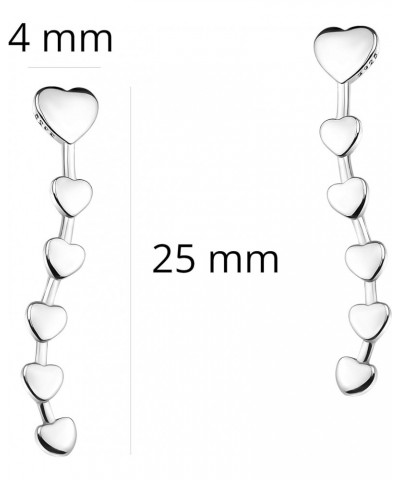 Women's Earrings 925 Silver - Heart Ear Climbers - 20715 $14.24 Earrings