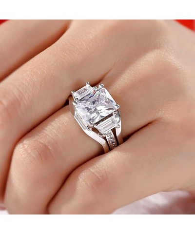 5 Carat Three Stone Engagement Rings Sterling Silver Interchangeable Cubic Zirconia Wedding Ring Set with Side Stones Bridal ...