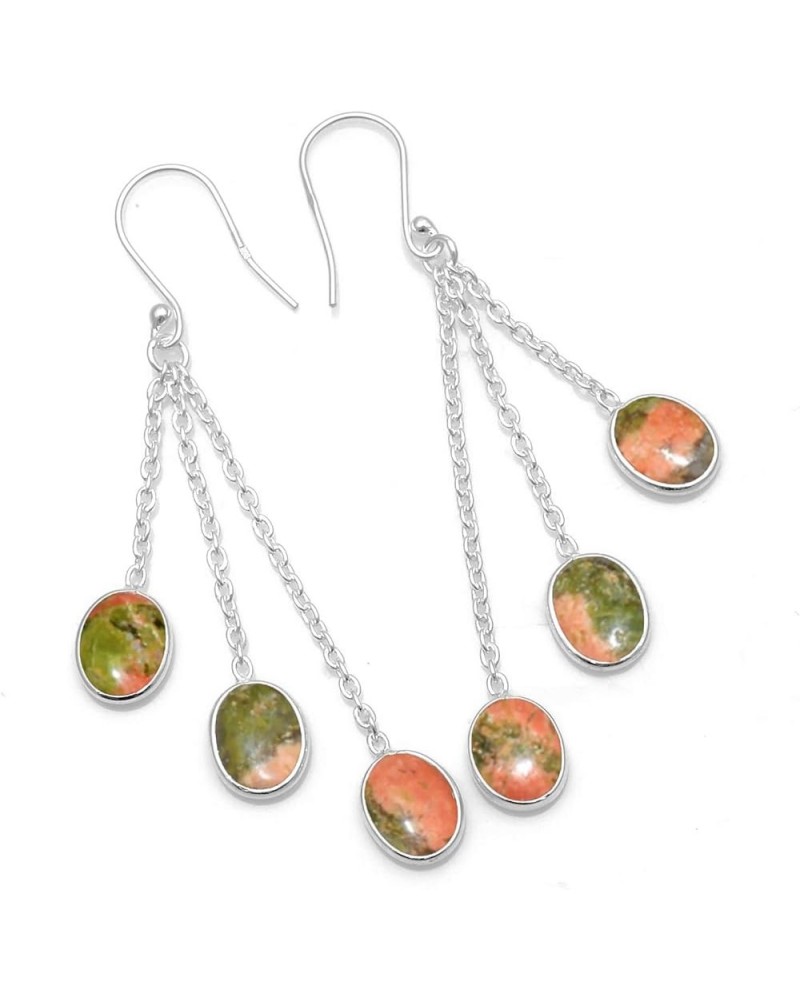 Choose Your Color Sterling Silver Long Drop And Dangle Earring For Women & Girls unakite $16.52 Earrings