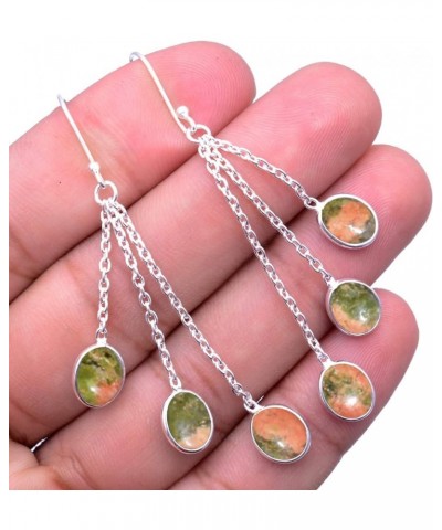 Choose Your Color Sterling Silver Long Drop And Dangle Earring For Women & Girls unakite $16.52 Earrings