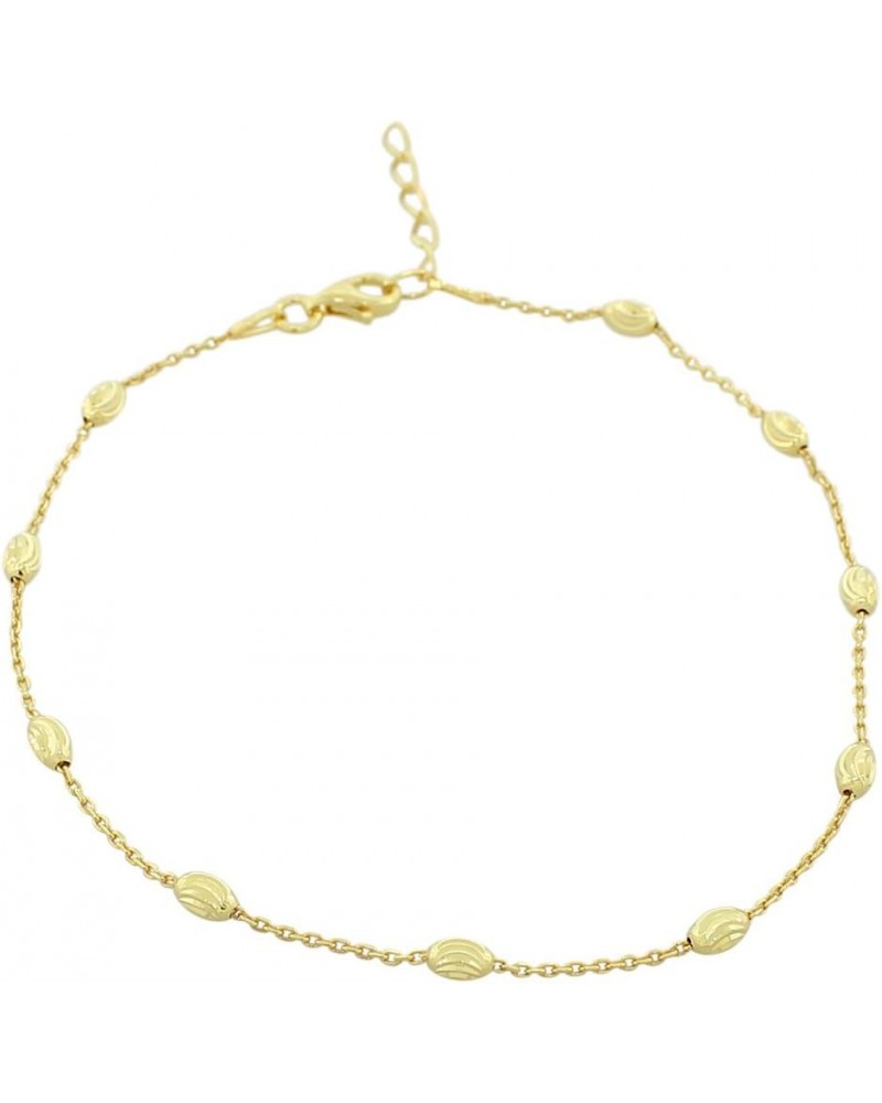 925 Sterling Silver Link Chain Anklet Bracelet Yellow $18.54 Anklets