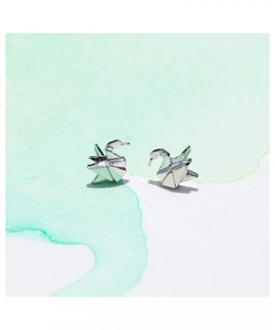 Jewelry Sterling Silver Origami Crane Stud Earrings $14.15 Earrings