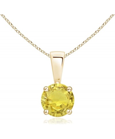 Natural Yellow Sapphire Solitaire Pendant Necklace for Women, Girls in 14K Solid Gold/Platinum/Sterling Silver | September Bi...