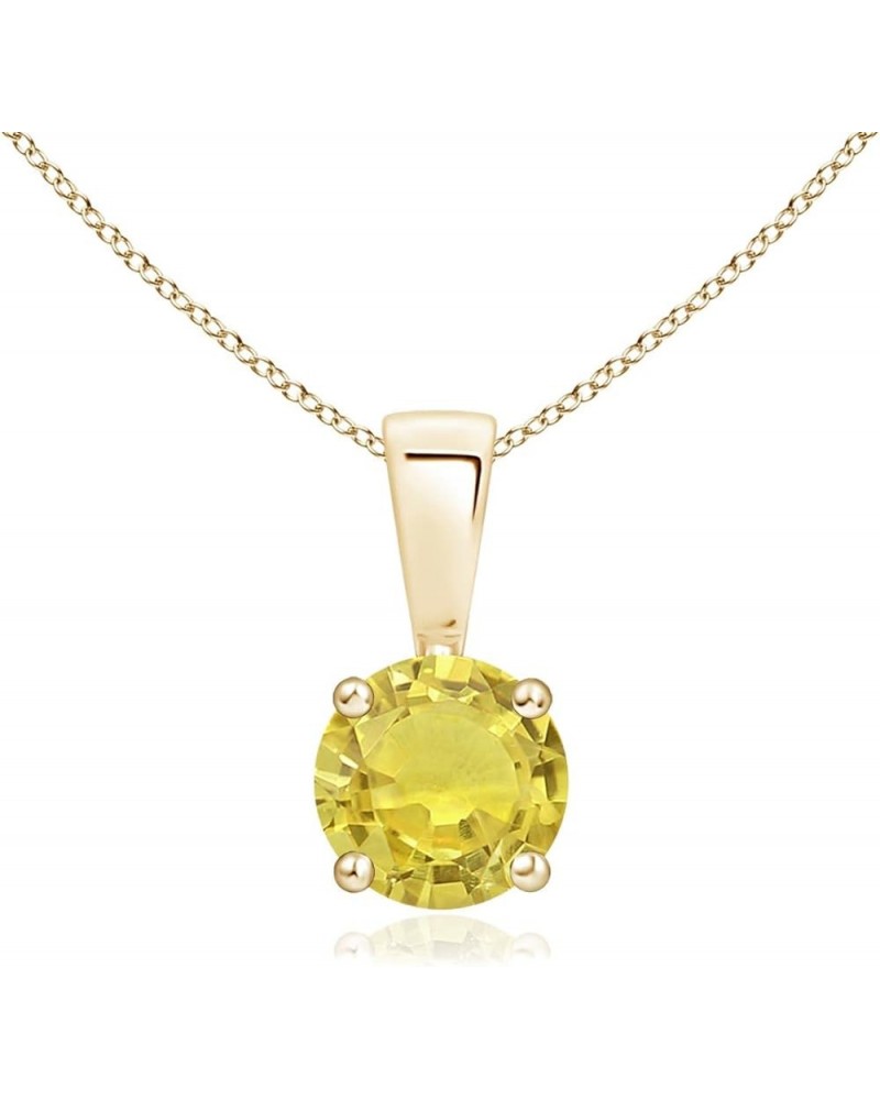 Natural Yellow Sapphire Solitaire Pendant Necklace for Women, Girls in 14K Solid Gold/Platinum/Sterling Silver | September Bi...