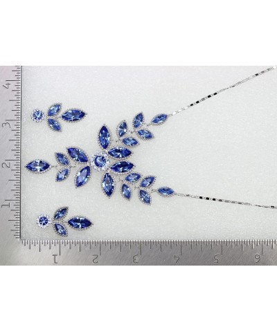 Gorgeous Rhinestone Crystal Floral Necklace Earrings Set Blue $19.49 Jewelry Sets