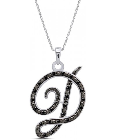 Black Natural Diamond Initial Letter Pendant Necklace in 14k Gold Over Sterling Silver (0.25 Ct) "D" - Initial Pendant $55.75...