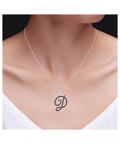 Black Natural Diamond Initial Letter Pendant Necklace in 14k Gold Over Sterling Silver (0.25 Ct) "D" - Initial Pendant $55.75...