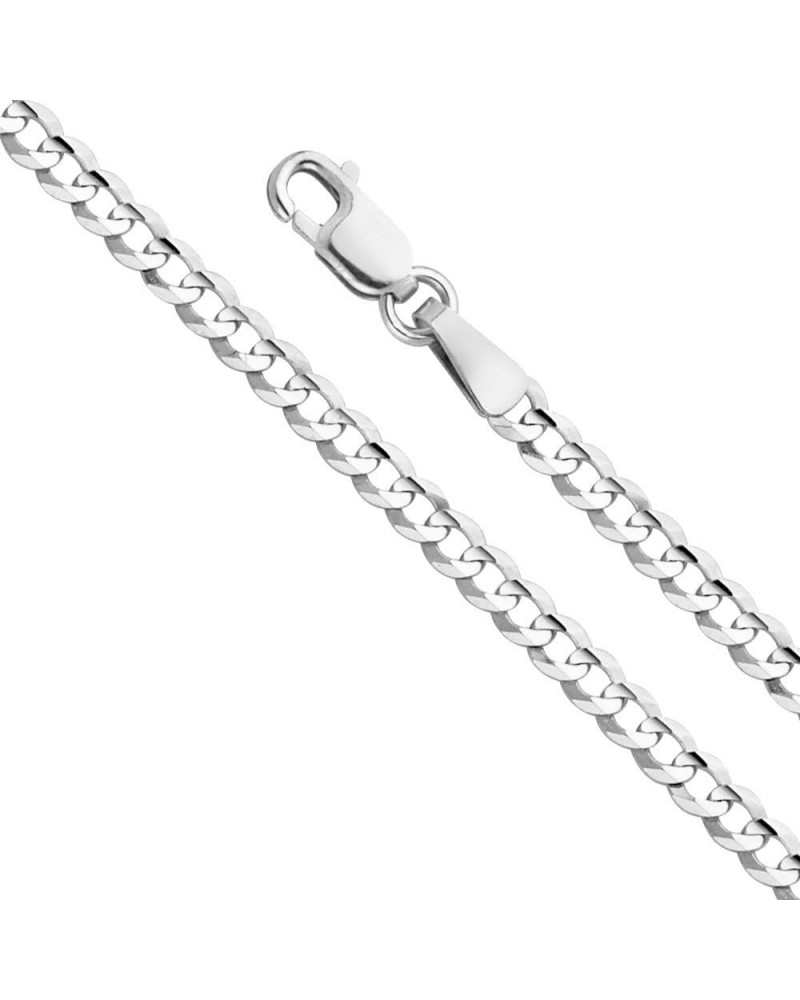 14k REAL White Gold Solid 3mm Cuban Concave Curb Chain Necklace with Lobster Claw Clasp 20.0 Inches $186.88 Necklaces