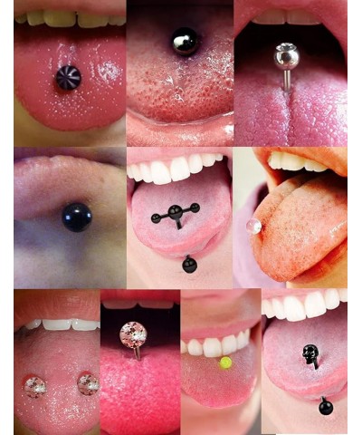 14G Surgical Steel Tongue Rings for Women Men Teaser Double Barbell with Slave Ring Skull/Flower/Silicone Soft Spike Ball/CZ/...