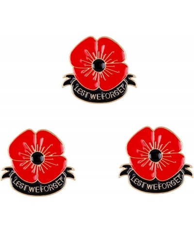 Red Flower Brooches Veterans Memorial Day Veterans Gifts Lest We Forget Poppy Brooch Pins for Women Men Red Poppy Pins Lapel ...