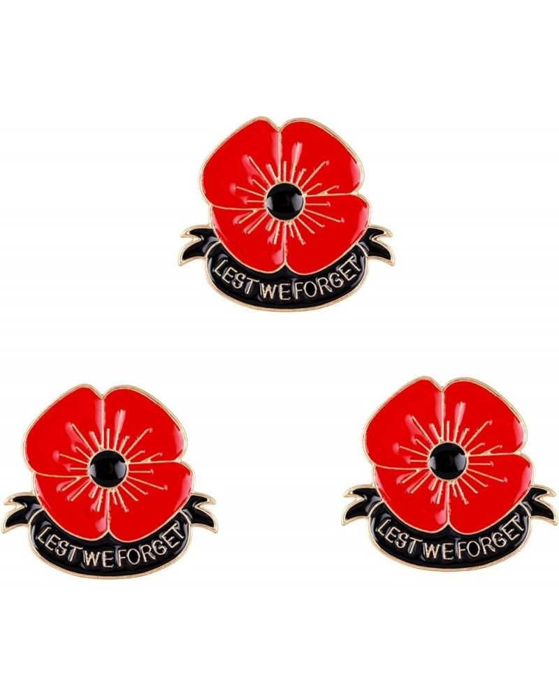 Red Flower Brooches Veterans Memorial Day Veterans Gifts Lest We Forget Poppy Brooch Pins for Women Men Red Poppy Pins Lapel ...