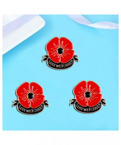 Red Flower Brooches Veterans Memorial Day Veterans Gifts Lest We Forget Poppy Brooch Pins for Women Men Red Poppy Pins Lapel ...